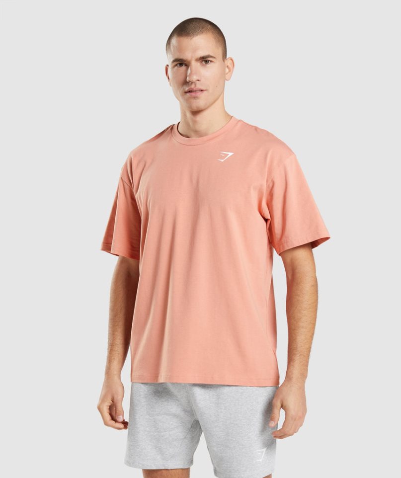 Koszulki Gymshark Essential Oversized Męskie Różowe | PL 259QZF